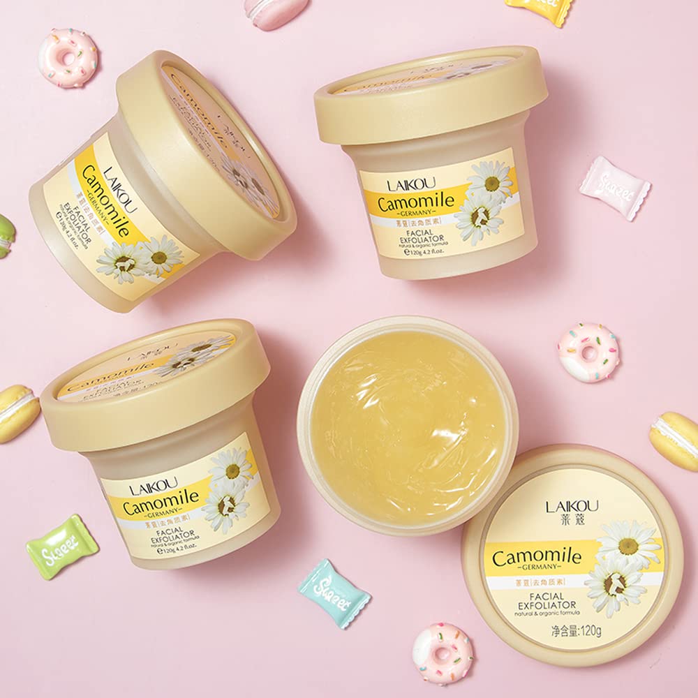BEUKING Camomile Face Exfoliator Gel Scrub, Body & Facial Peeling Gel, Deep Clean Pores, Gentle Tender Skin Rubbing Mud,