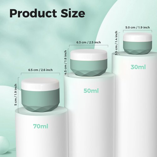 Travel Containers for Toiletries, Silicone Cream Jars TSA Approved 1.7oz Travel Size Containers with Toiletry Bag, Wide Mouth Leak-proof Travel Accessories with Lid for Cosmetic Cream