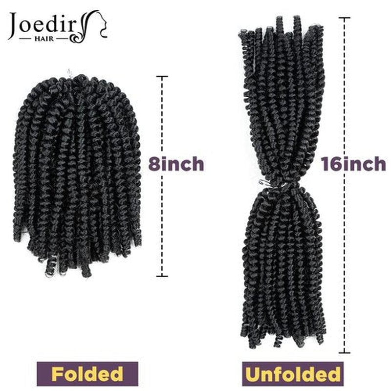JOEDIR HAIR Spring Twist Crochet Hair 8 Inches 8 Pieces/Pack Black Synthetic Spring Curl for Black Women Brading Hair Extension (Color:1B)