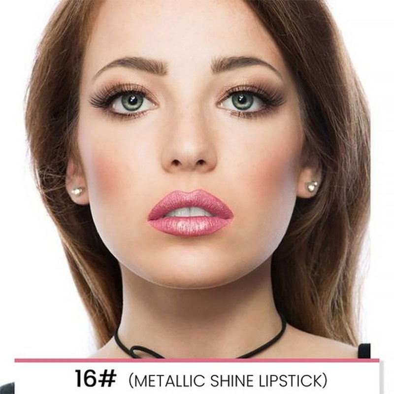 2 in 1 Light Pink Matte Lip Liner & Lipstick Combination, DNM Metallic Dual Ended Lipstick, Lip Liner, Lip Gloss, 24 Hour all Day Long-Lasting Waterproof Lipliners Pen for Women Lip Makeup Gift Set16#