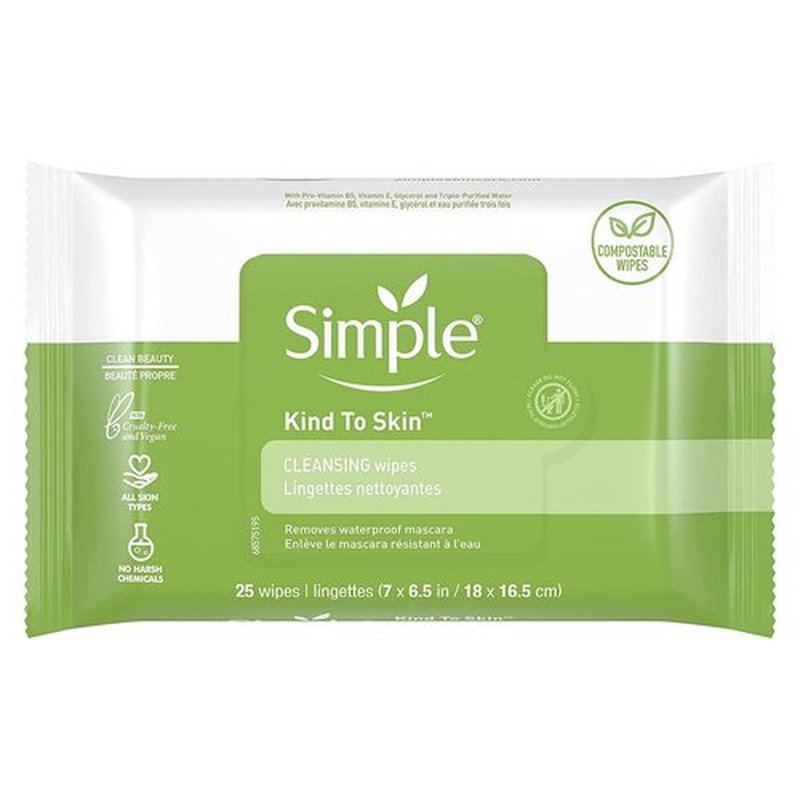 Simple Cleansing Facial Wipes 25 Count (Pack of 3)