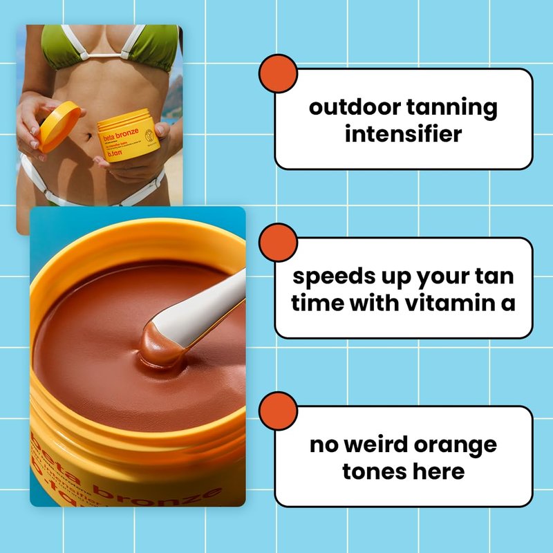 b.tan Intensive Browning Tanning Gel | Beta Carotene Balm – Tinted Sun Tan Accelerator, Oil-to-Balm Formula, Dark Tanner, Fast Bronze Suncare, Non Greasy, Water Resistant, Best for Outdoor, 5.3 Oz