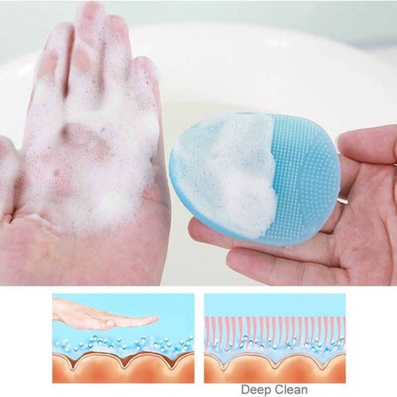 Soft Silicone Facial Cleansing Brush Manual Face Scrubber Exfoliating Massage Scrub Acne Blackheads Remove Handheld Pads for Sensitive, Delicate, Dry Skin (Pack of 3)