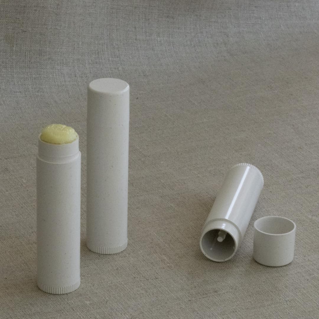 GreenWay 0.15oz / 4.25g Bamboo Lip Balm Tubes with Lids - 50 Pack Twisting Empty Chapstick Tubes - Plastic-free Refillable Lip Gloss Tube - Eco-Friendly DIY Cosmetic Containers – White