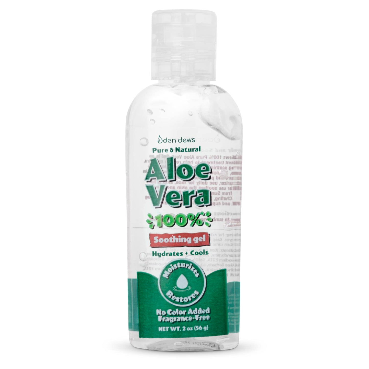 Eden Dews Organic Aloe Vera Gel 100% Gel, Moisturizing, Face Skin & Hair Care, Made in USA, Unscented (1, (2 Oz))