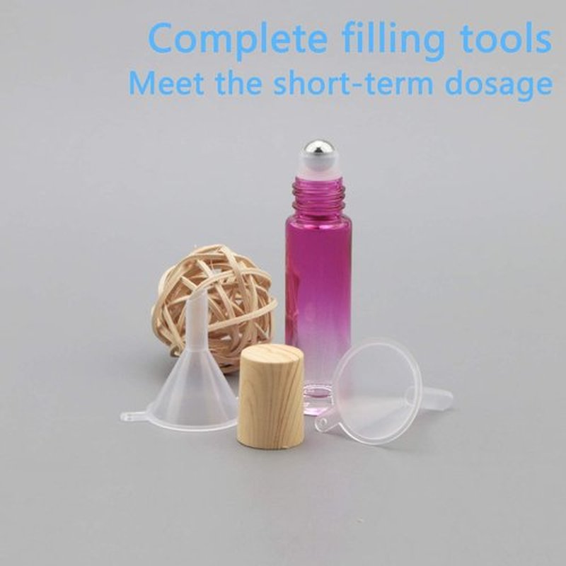 Newzoll 8 Pcs Glass Roller Bottles Essential Oils Perfume Roll on Bottles 10 ml (1/3 oz) Rose Red Gradient Rolling Bottles Vials Container for Oils Lip Balms
