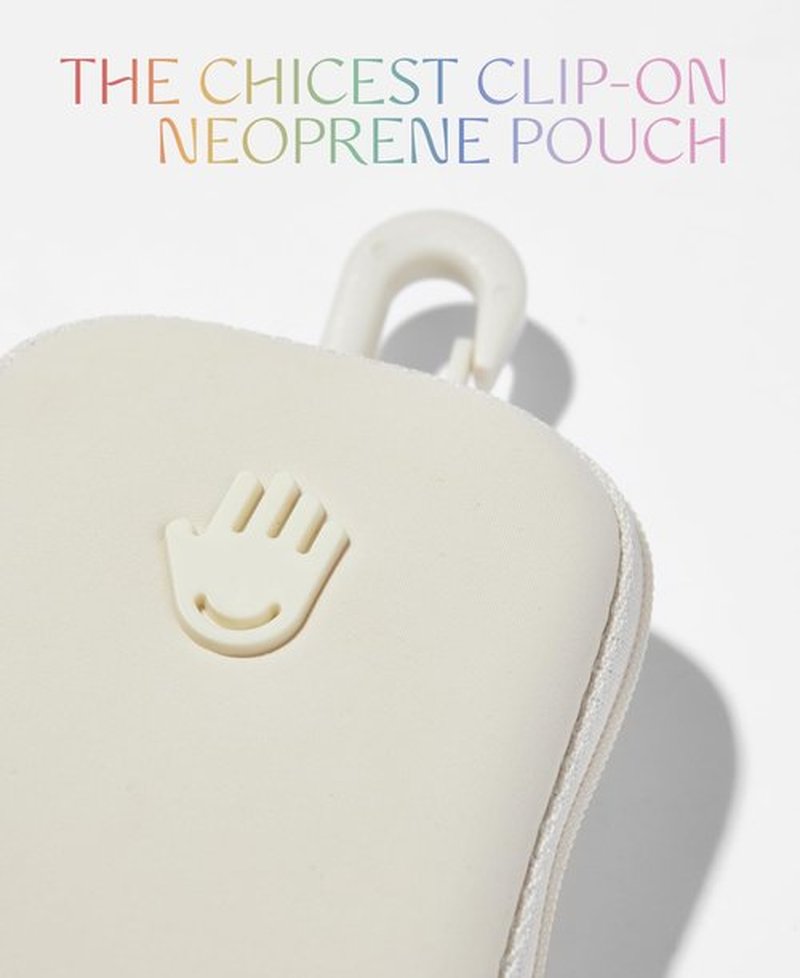 Touchland Touchette Zippered Pouch, Attachable Fashion Accessory with Snap Hook for Power Mist and Glow Mist 1FL OZ, Ivory