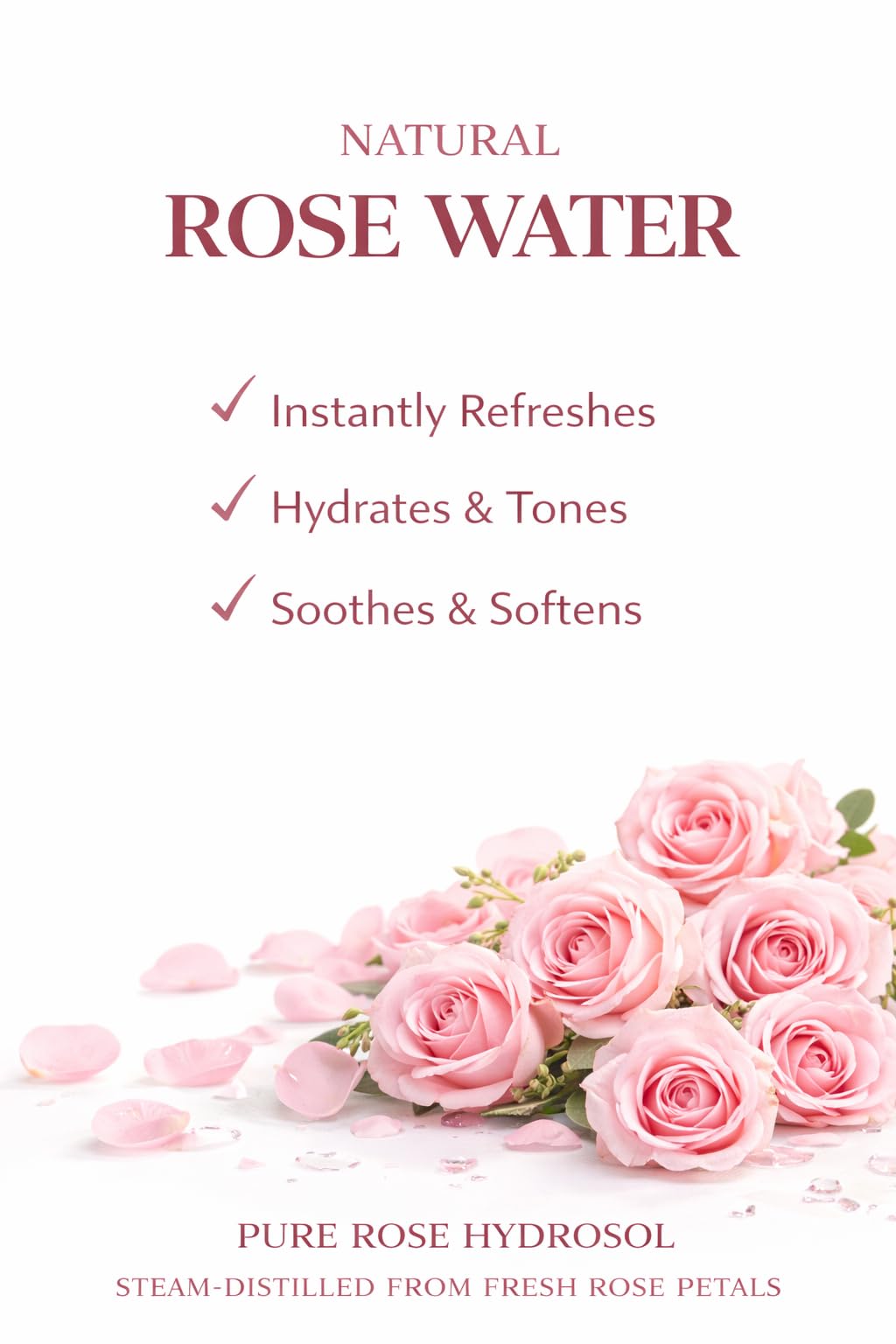LLYNK Rose Water Facial & Hair Spray, 8 fl oz Hydrating Mist, Refreshing Toner for Skin & Scalp, Alcohol-Free, Hydrates and Soothes