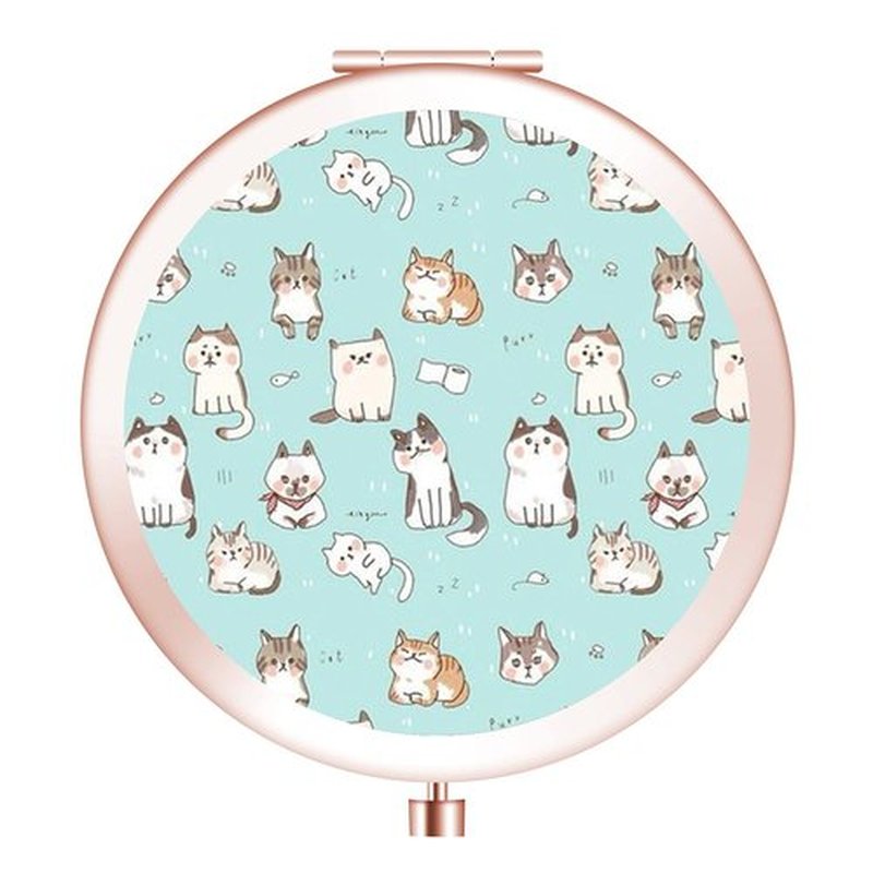 Compact Mirror Rose Gold Makeup Mirror Folding Mini Pocket Mirror Portable Hand Mirror Double-Sided 2 x 1x Magnification for Woman Girls Great Gift (Cat)