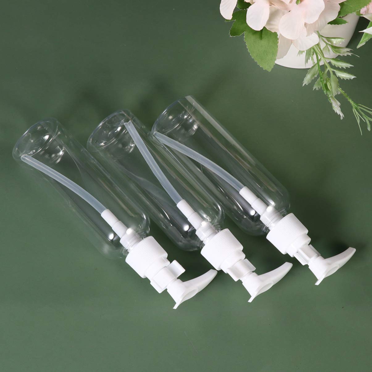 FOMIYES 10pcs Small Empty Plastic Pump Bottles Dispenser Portable Refillable Soap Shampoo Lotion Containers for Home Travel Outdoor Camping 100ml Transparent