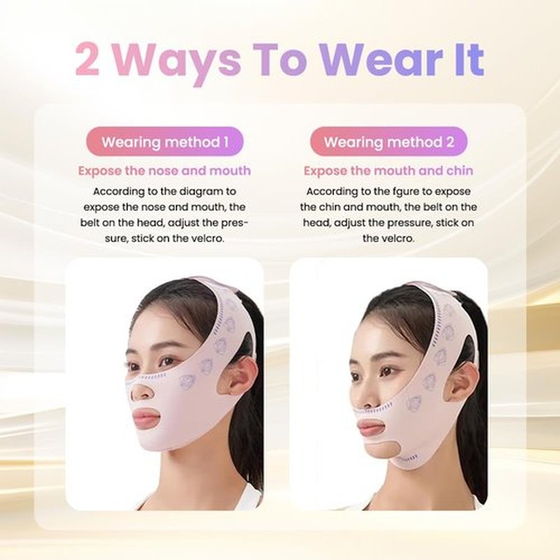 V- Face Lift Strap - Relieve Sagging Skin, Reduce Pwelling and Firm Skin, Double Chin Strap, Reusable Grooming Face and Chin Lift Mask for Men and Women Pink