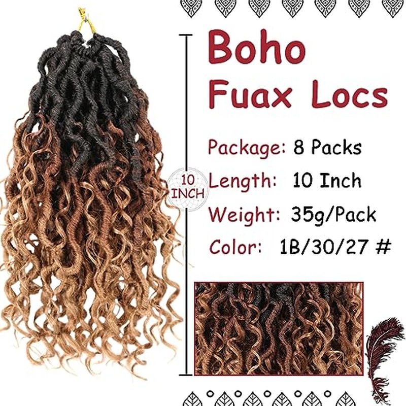 Beverlee 24 Inch Goddess Locs Crochet Hair 8 Pcak Boho Faux Locs Boho Goddess Locs Crochet Locs Pre Looped Soft Hippie Locs Synthetic Bohemian Curly Crochet Locs Hair for Black Women 1B/30/27#