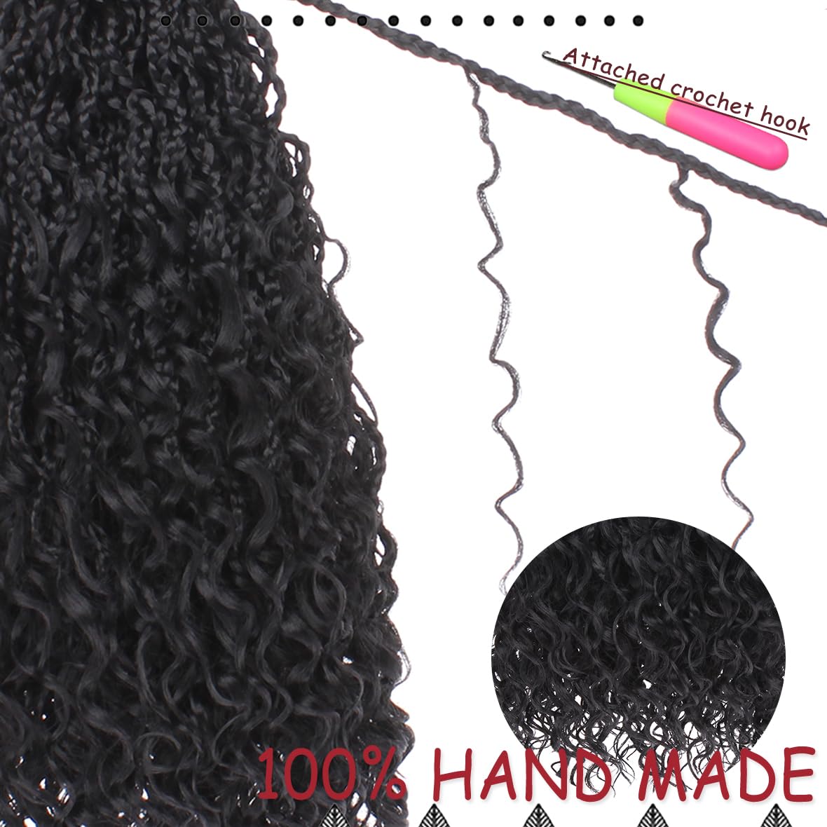 Beverlee Goddess Box Braids Crochet Hair 12 Inch Boho Box Braids 8 Packs Crochet Hair Bohemian Box Braids Crochet Braids Box Braids Curly Ends Messy Pre-looped Synthetic Curly Crochet Hair for Women