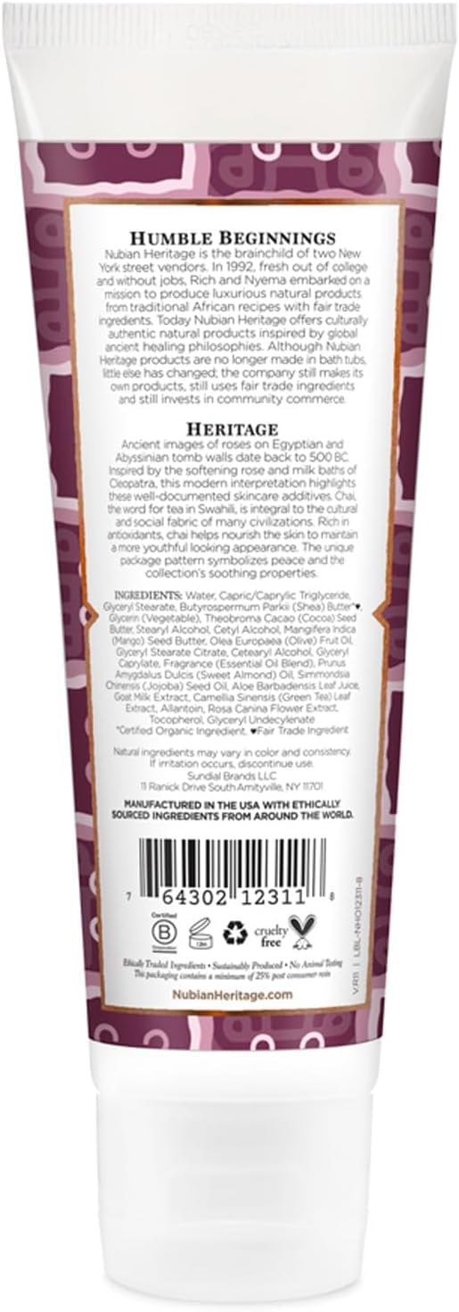 Nubian Heritage Hand Cream, Goat Milk and Chai, 4 Ounce