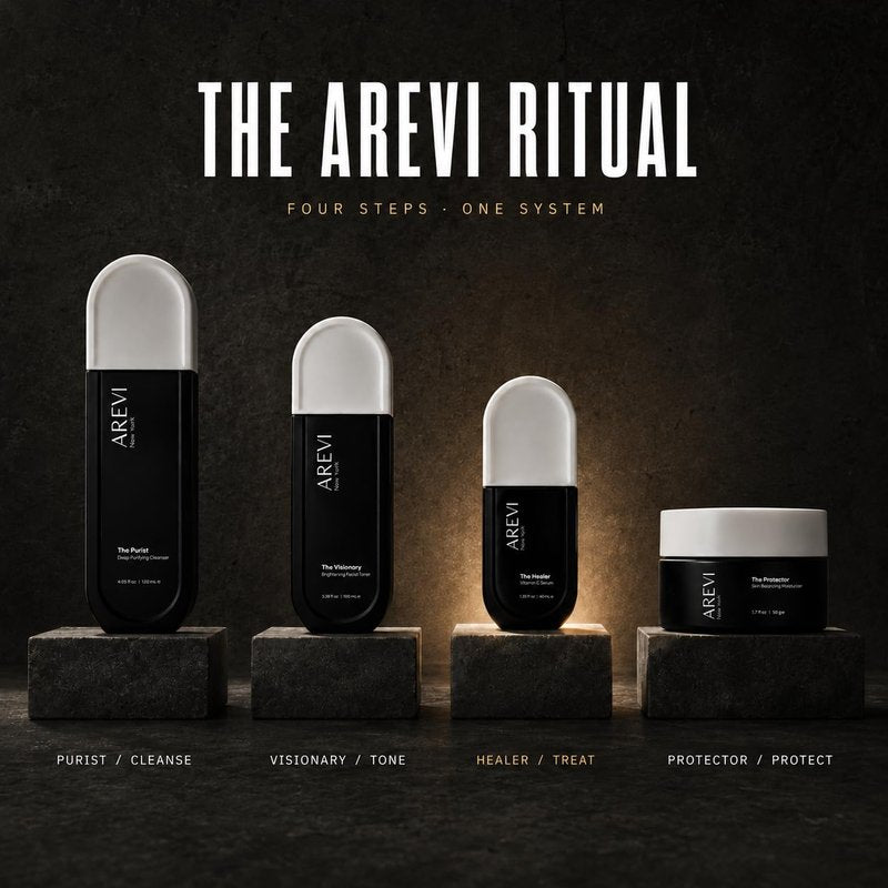 AREVI The Healer - Stabilized Vitamin C Urban Repair Serum for Face, Ferulic Acid & Hyaluronic Acid, Dark Spot Corrector & Anti-Aging, Brightens & Repairs Sun Damage | 1.35 fl oz