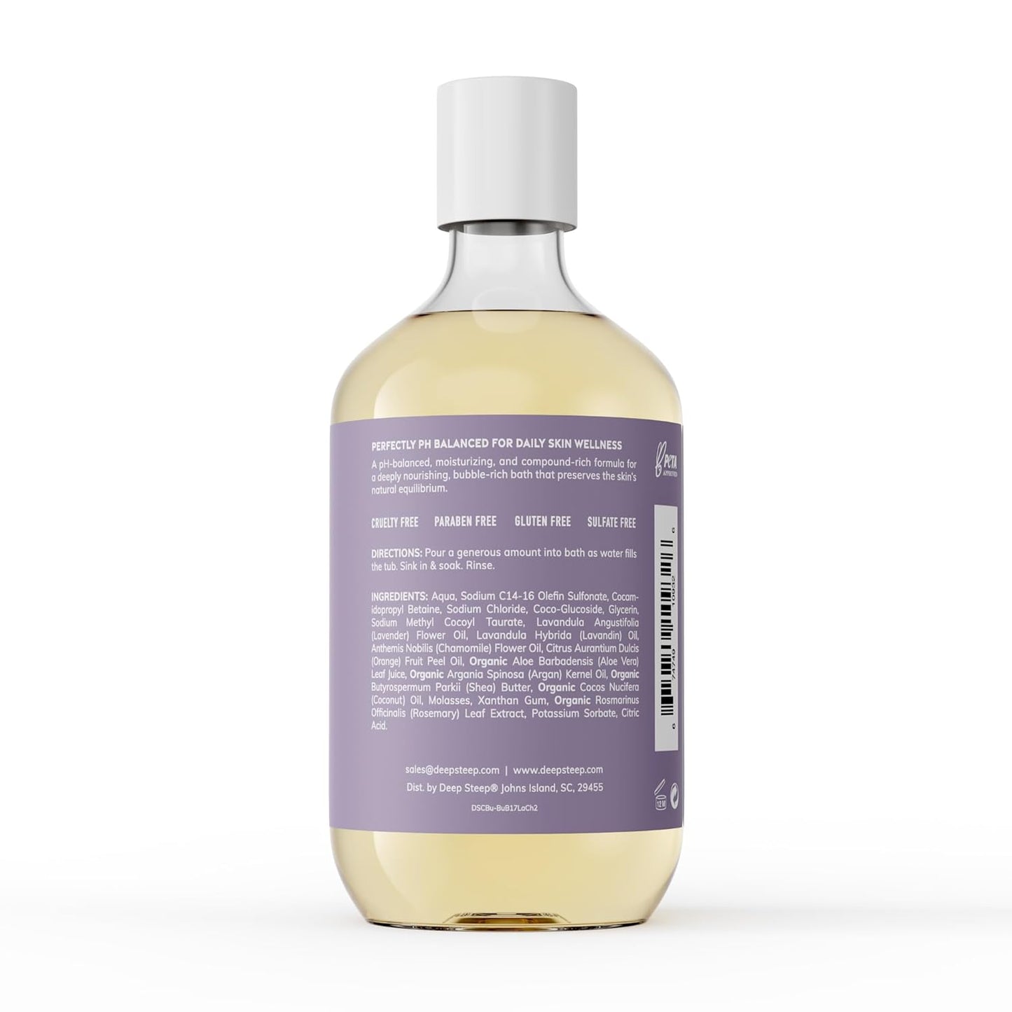 Deep Steep Bubble Bath, Lavender Chamomile, 17 oz (Pack of 2) – Soothing Soak with Shea Butter, Argan Oil, Aloe Vera & Coconut Oil – Vegan, Sulfate-Free, PH-Balanced Clean Beauty