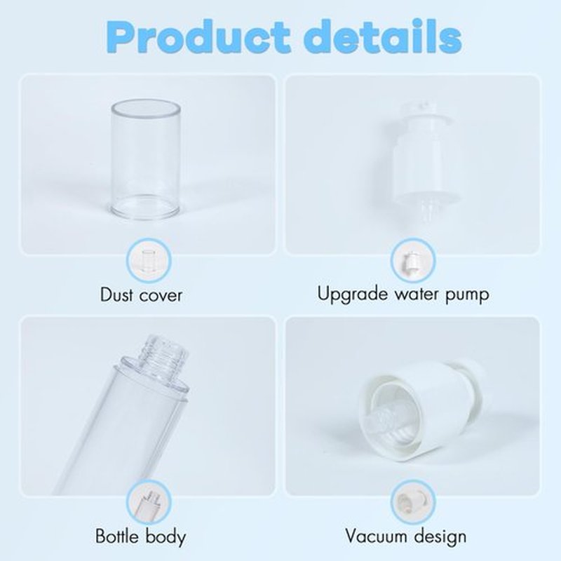 GIVITASOT 1.7OZ/50ML Airless Pump Bottles, 6 Pack Lotion Dispenser Travel Size Pump Bottles, Vacuum Cosmetic Travel Bottle for Lotion, Creams, Foundation, Cosmetic, with Labels, Wooeden Stick