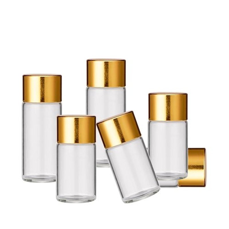 50Pcs 5ml Mini Essential Oil Bottles with Orifice Reducers and Gold Caps,5ml Clear Glass Bottles Vials Sample Bottles, for Perfume, Aromatherapy, Cosmetic Oils Container