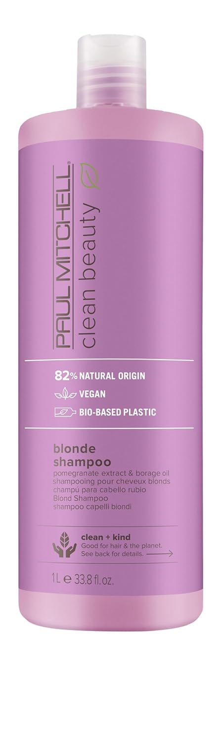 Paul Mitchell Clean Beauty Blonde Purple Shampoo, Gently Cleanses, Eliminates Brassy Tones, For Color-Treated Hair + Naturally Light Hair Colors