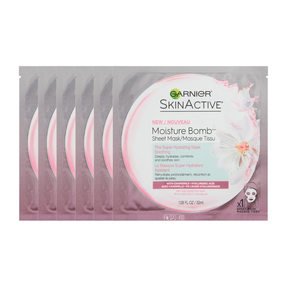 Moisture Bomb Sheet Mask 6 Count - Hydrating Garnier SkinActive Face Masks
