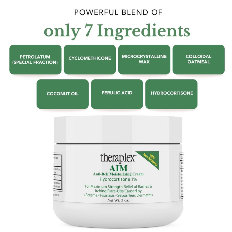 Theraplex AIM - Anti Itch Cream (2 oz) – 1% hydrocortisone for Itchy Skin Relief, moisturizing Cream for Eczema, Seborrheic Dermatitis. Safe for Kids. Relieves Itchy Skin with Maximum Strength.