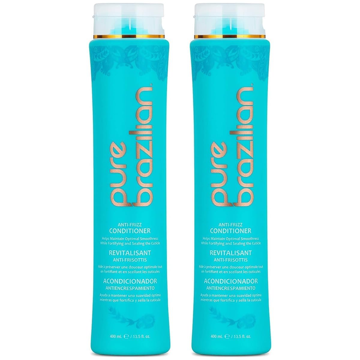 Pure Brazilian Anti-Frizz Daily Conditioner with Keratin & Acai, Smoothing & Strengthening for Shinier, Frizz-Free Hair, 13.5 Oz