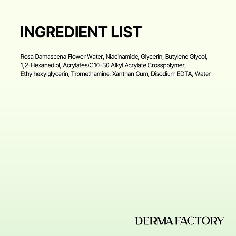 DERMA FACTORY Niacinamide 20% Serum, Face Serum for Oily and Combination Skin, Oil Control Facial Serum with Rose Water and Glycerin, Korean Skincare, 1. 01 fl oz