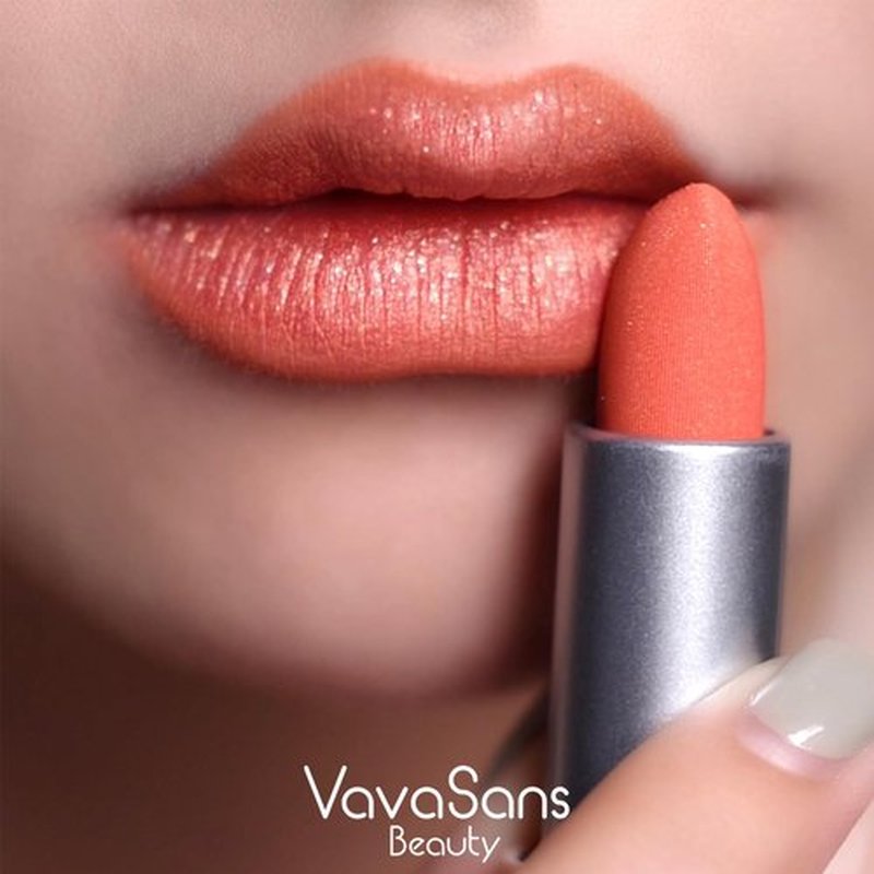 VavaSans Vegan Glitter Lipstick Coral Bouquet Shimmer Metallic Sparkling Pink Peach Shade Long Lasting Waterproof Non-Sticky Formula Diamond Shiny Highly Pigmented Lip Stick for Women