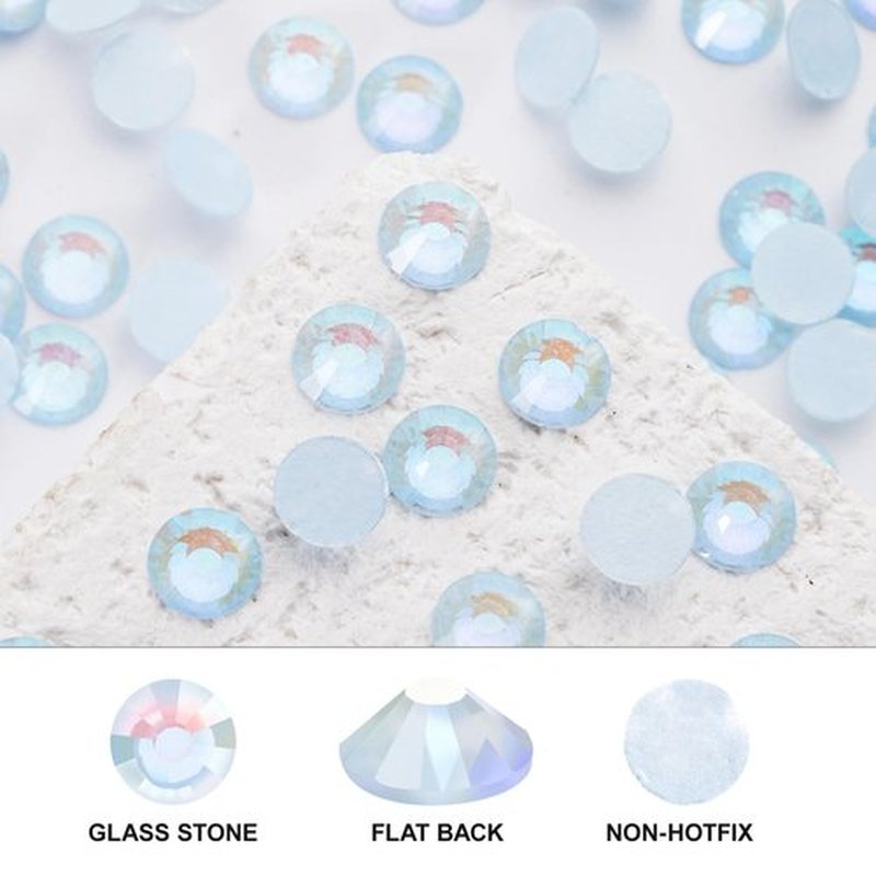 Novani 3000 Pieces Flatback Rhinestones Glass Round Gems F-Lt.Blue Crystals for Nail Art DIY Crafts Clothes Shoes,SS6,1.9-2.0mm