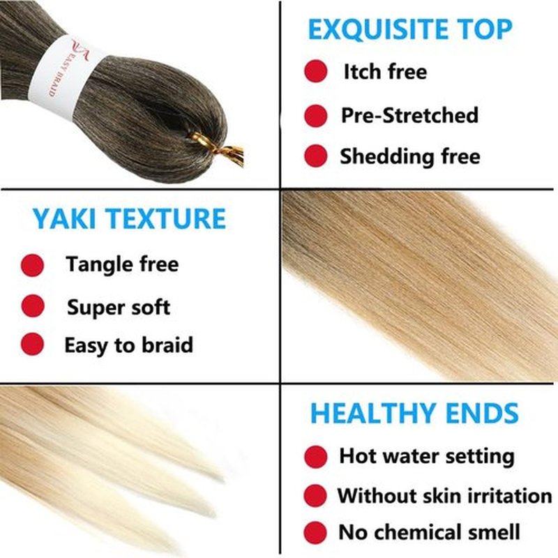 Pre Stretched Braiding Hair Synthetic Braiding Hair Extensions for Women 3 Packs 100g/Pack 26Inch Hot Water Setting Braids Hair for Crochet Braids Hair Sky Blue