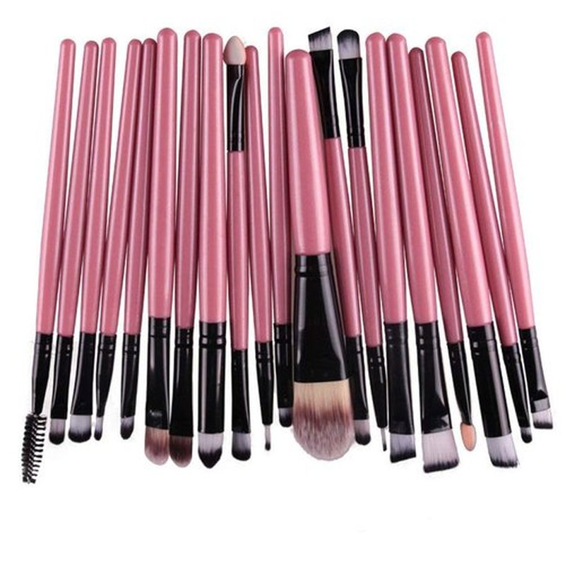 KOLIGHT® 20 Pcs Pro Makeup Set Powder Foundation Eyeshadow Eyeliner Lip Cosmetic Brushes (Black+Pink)