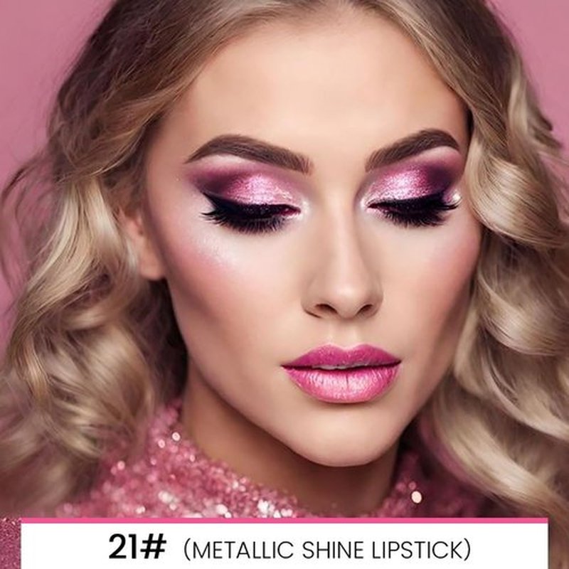 2 in 1 Rose Matte Lip Liner & Lipstick Combination, DNM Metallic Dual Ended Lipstick, Lip Liner, Lip Gloss, 24 Hour all Day Long-Lasting Waterproof Lipliners Pencil for Women Lip Makeup Gift Set 21#
