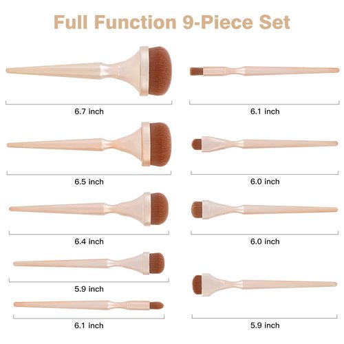 Makeup Brushes Set of 9 Advanced Synthetic Foundation Powder Concealer Blush Eye Shadow Brush Makeup Tools