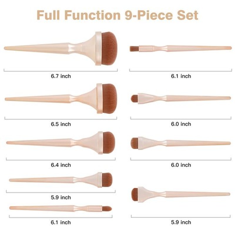 Makeup Brushes Set of 9 Advanced Synthetic Foundation Powder Concealer Blush Eye Shadow Brush Makeup Tools