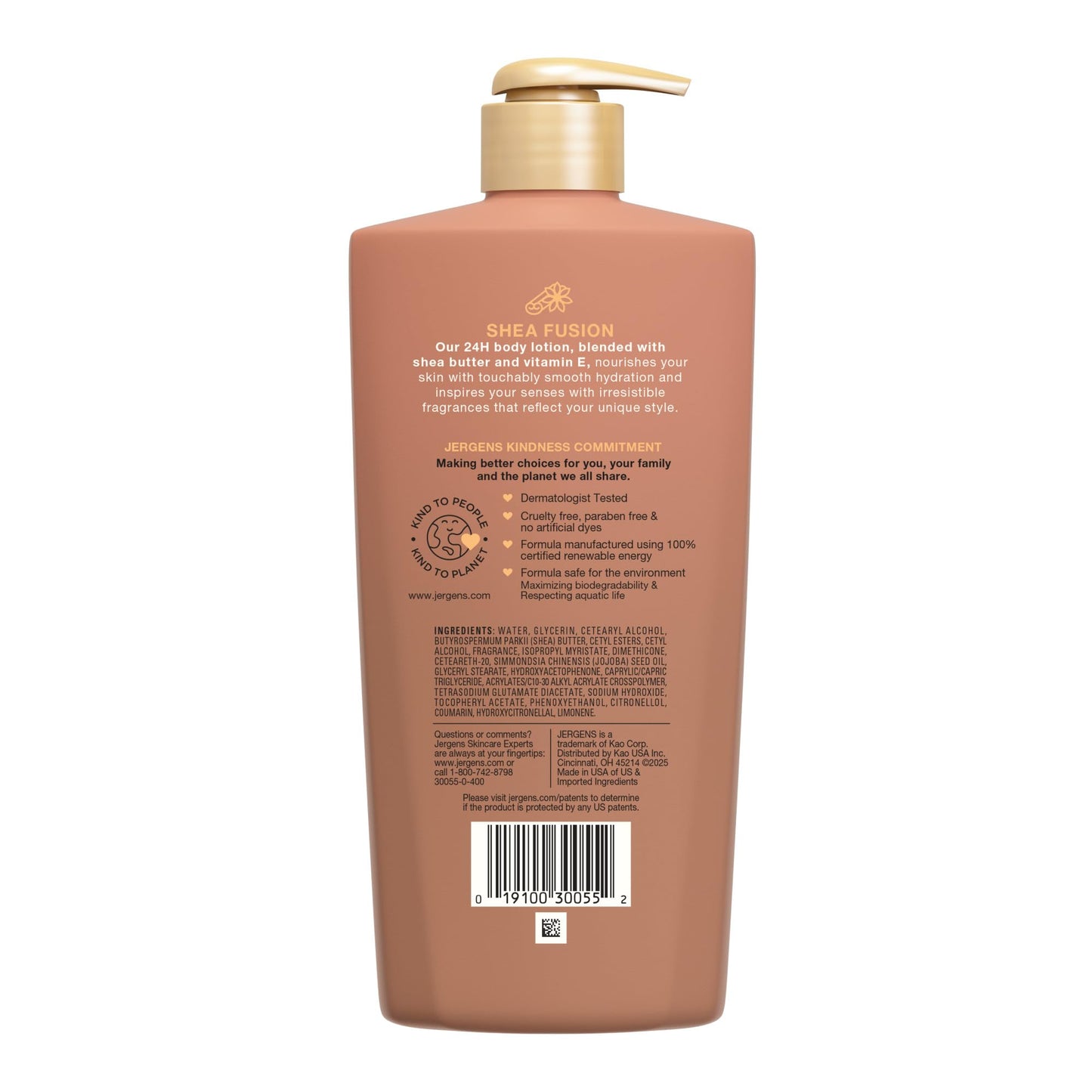 Jergens Shea Fusion Warm Amber Scented Lotion, Moisturizing Body Lotion with Shea Butter and Vitamin E, 14 fl oz