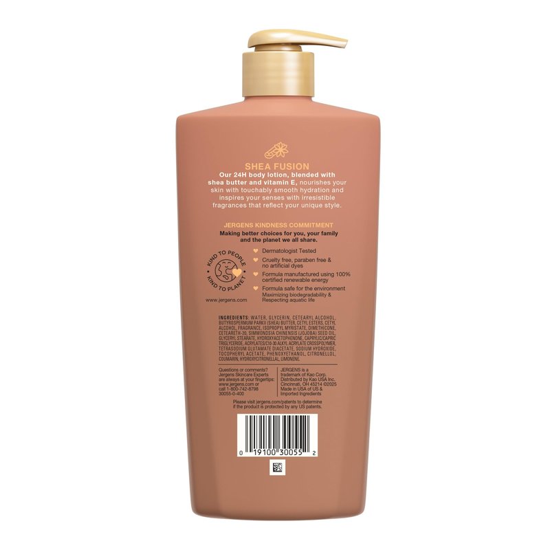 Jergens Shea Fusion Warm Amber Scented Lotion, Moisturizing Body Lotion with Shea Butter and Vitamin E, 14 fl oz
