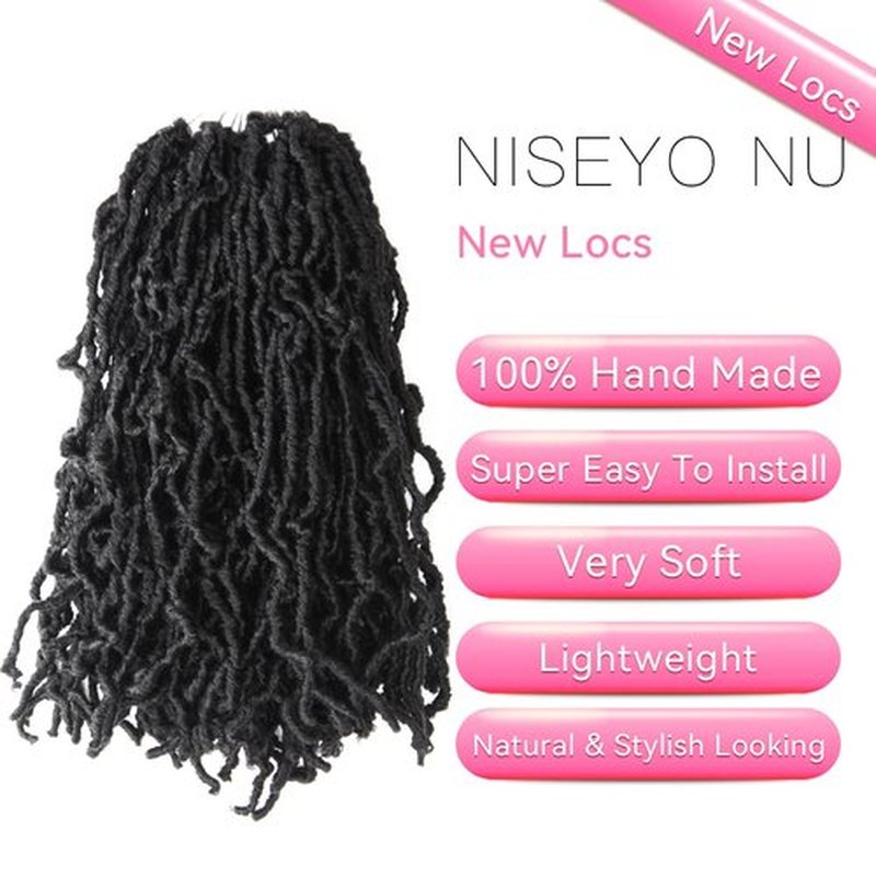 12 Inch Soft Locs Crochet Hair 6 Packs Short Straight Pre-looped New Faux Locs Crochet Hair, 2#(Off Black)