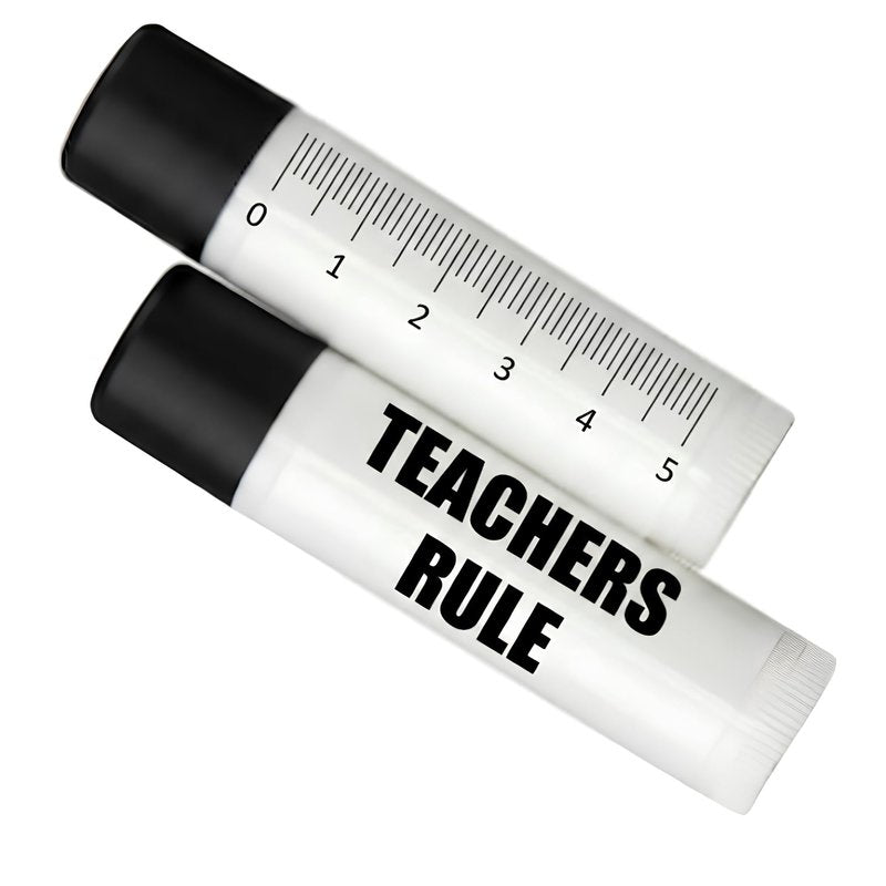 Teacher Appreciation Gifts in Bulk 50 Pack Ready-to-Hand-Out Lip Balm | Pre-Labeled Teacher Gifts | PTA, Class, Student Gifts | End of Year Teacher Appreciation Week | Made in USA (Teachers Rule)