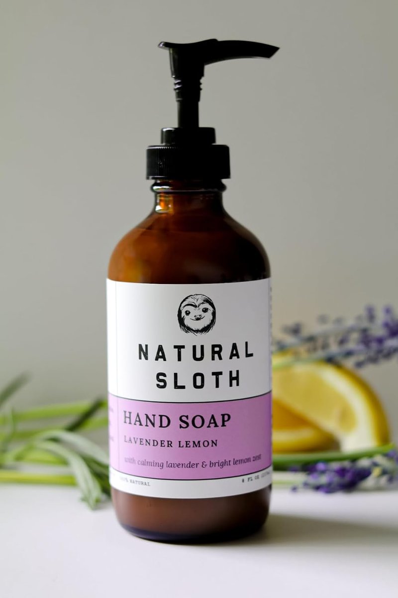 Liquid Hand Soap - Non-Toxic Aloe & Shea Butter | Plant-Based Essential Oil Scent | 8 Fl Oz (Lavender Lemon)