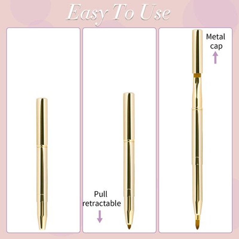 2 Pack Retractable Lip Brush for Lipstick Lip Gloss Double-Ended Lip Makeup Brushes with Cap Lipstick Brush Lip Balm Applicator Travel