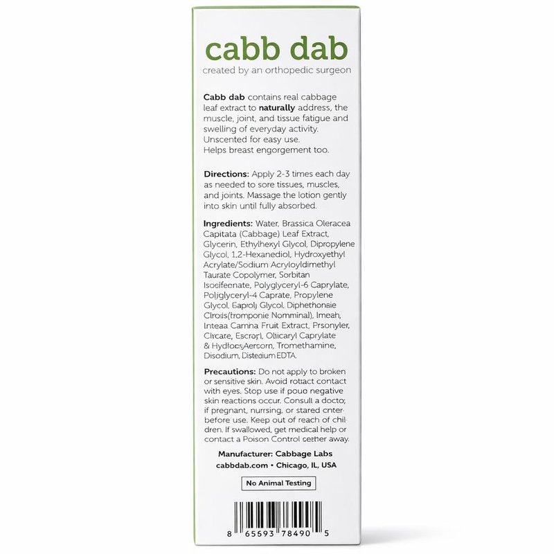 Cabb Dab Cabbage Cream – Breastfeeding Support for Nursing Moms – Engorgement, Weaning, Sore Breasts, Tenderness, Fullness, Discomfort – Fast-Absorbing, Non-Greasy, Plant-Based, 100ml Tube