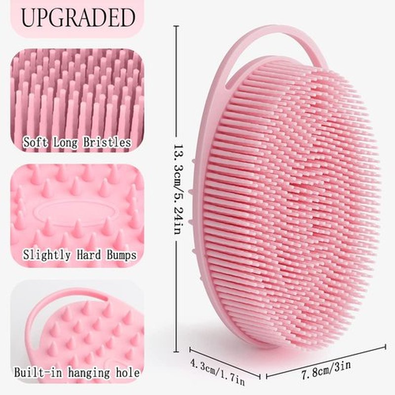 2 in 1 Silicone Body Scrubber Shampoo Brush, Shower Body Scrubber, Silicone Bath Scrubber,Exfoliating Body Scrubber, Scalp Massager, Silicone Loofah Body Scrubber, Clean Sanitary,Rapid Foaming-3 Pack