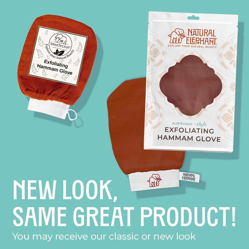 Natural Elephant Exfoliating Hammam Glove | Authentic Moroccan Kessa Body Scrub Mitt for Spa-Quality Skin Renewal | Burnt Orange