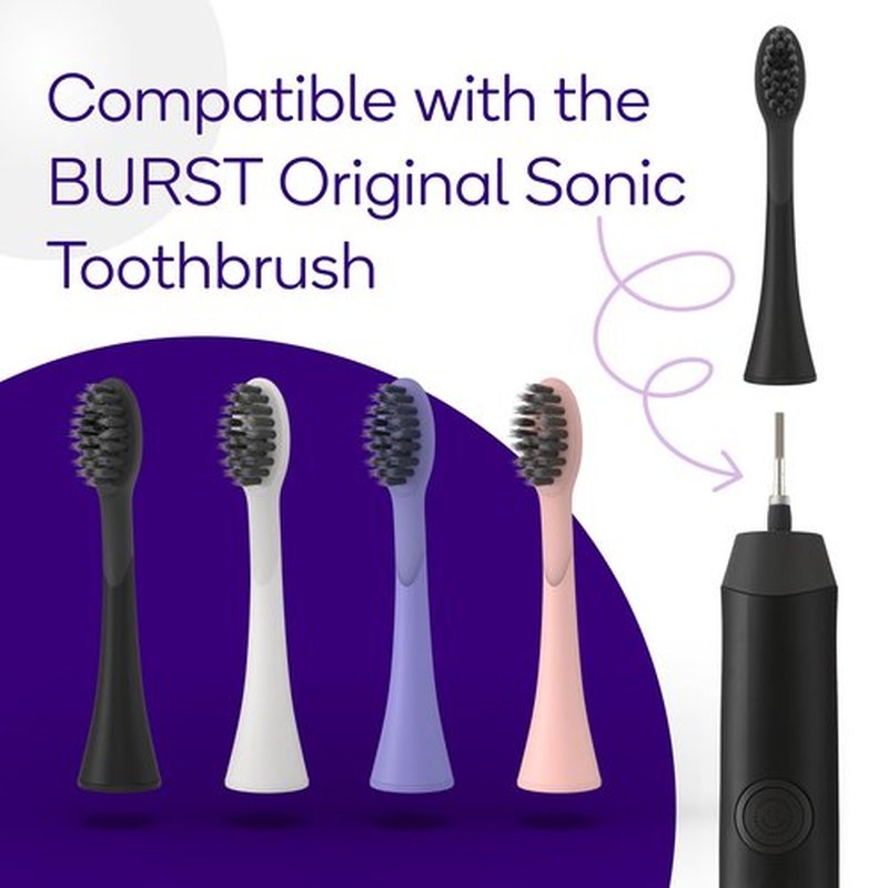 BURST Toothbrush Heads - Genuine BURST Electric Toothbrush Replacement Heads for BURST Sonic Toothbrush – Ultra Soft Bristles for Deep Clean, Stain & Plaque Removal - 3-Pack, Rose Gold