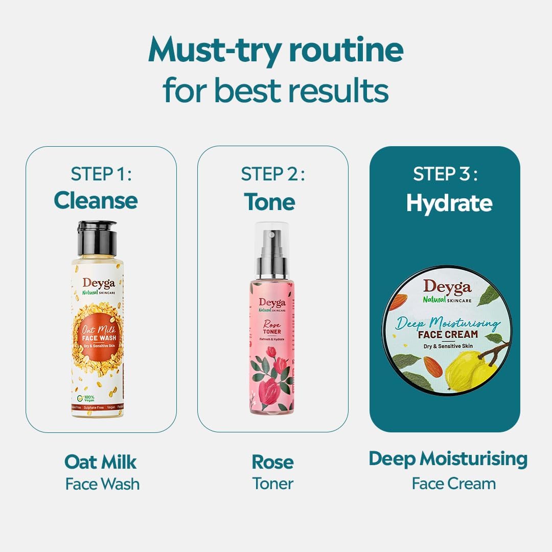 Deyga Deep Moisturising Face Cream – Intensive Hydration for Dry & Sensitive Skin with Marula, Almond & Cardamom – 30g