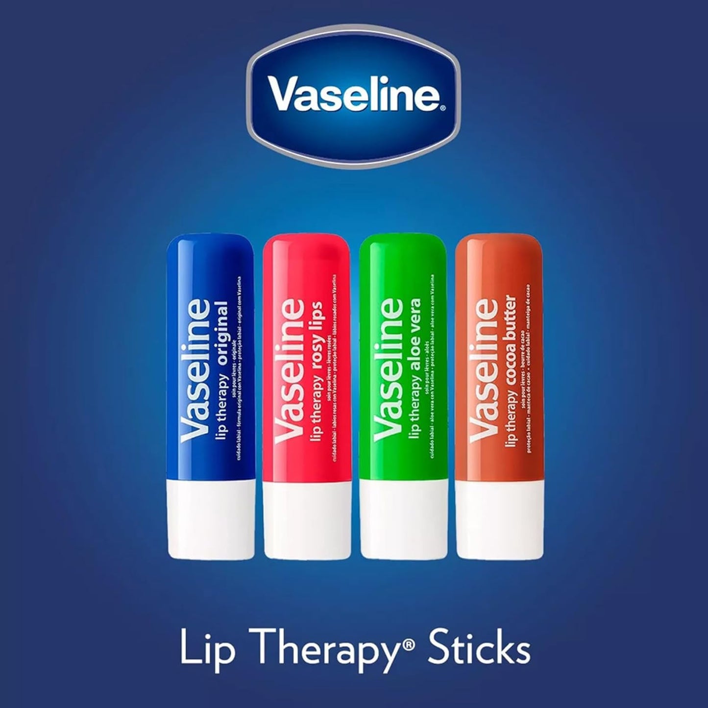Vaseline Hand Cream 2-Pack – Hydra Replenish Crème with Hyaluronic Acid, Niacinamide & Cocoa Butter for Soft Skin + Cocoa Butter Lip Therapy Tube with Petroleum Jelly