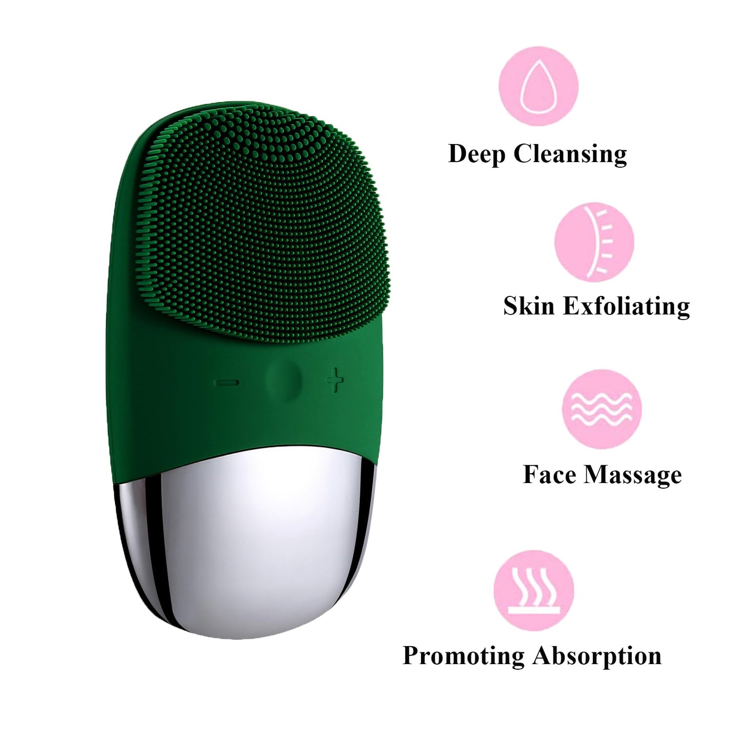 Facial Cleansing Brush, 3-in-1 Electric Soft Silicone Waterproof Face Scrubber, USB Rechargeable IPX7 Waterproof Sonic Vibrating Face Brush for Deep Cleansing, Gentle Exfoliating and Massaging