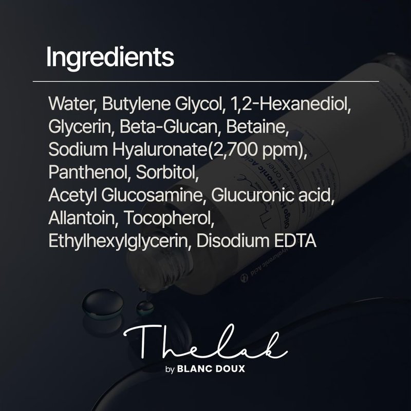 THE LAB by BLANC DOUX Oligo Hyaluronic Acid Deep Toner โ Hydrating Toner for Sensitive Skin, pH Balance, Korean Skin Care, Alcohol-Free, Vegan Formula (16.91 Fl Oz)