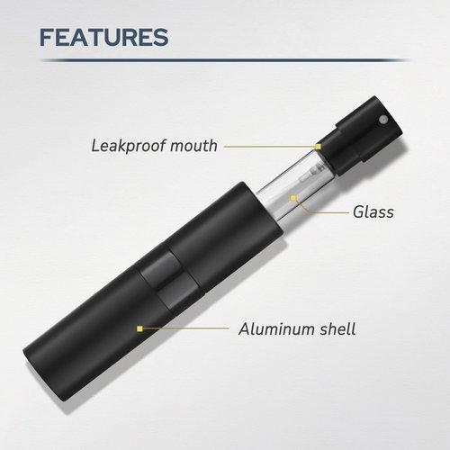 Fusupak 8ml Perfume Atomizer, Travel Cologne Spray Bottle, Refillable Portable Sprayer (Black, Brown, Silver)