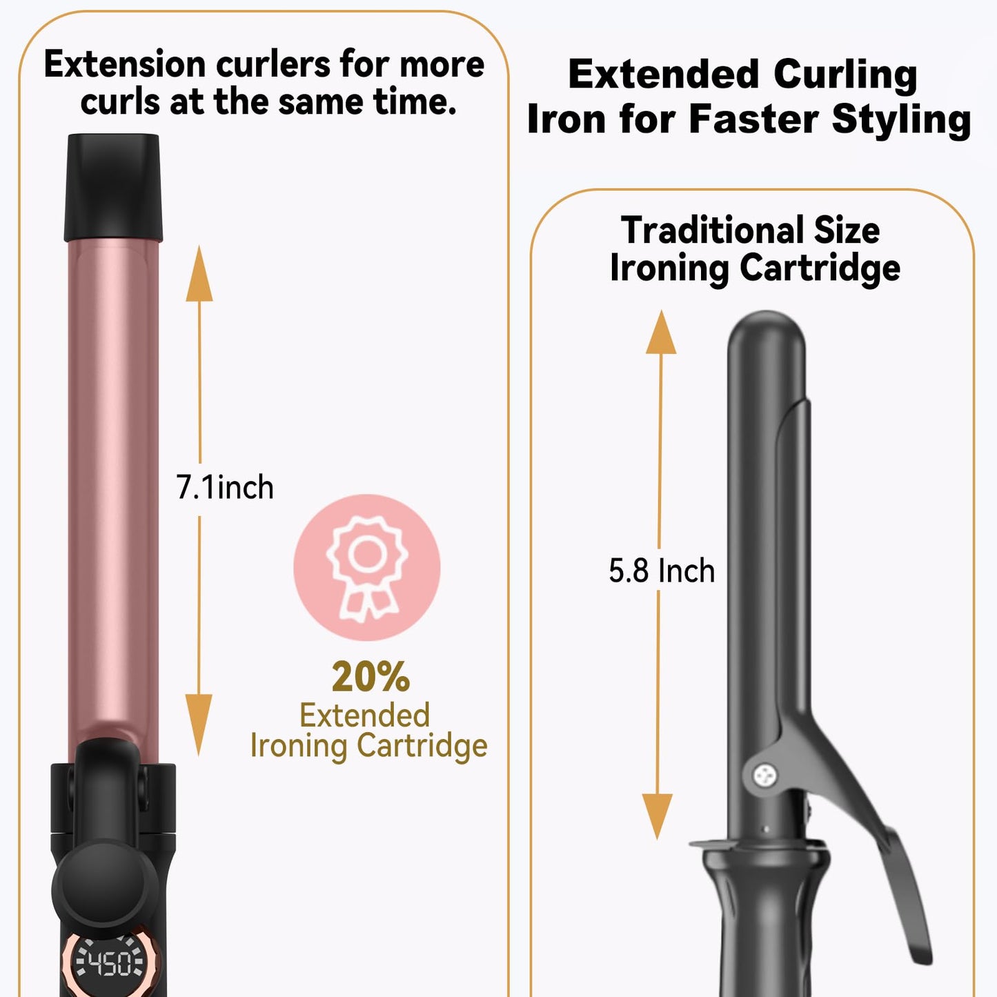 1 Inch Curling Iron,Curling Wand for Long Hair,5 Adjustable Temp LCD Digital Control,25 mm Thin Long Barrel Curling Iron Double Voltage 110-240V